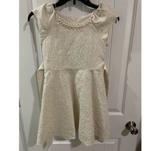 Cream Brocade Dress girls size 10